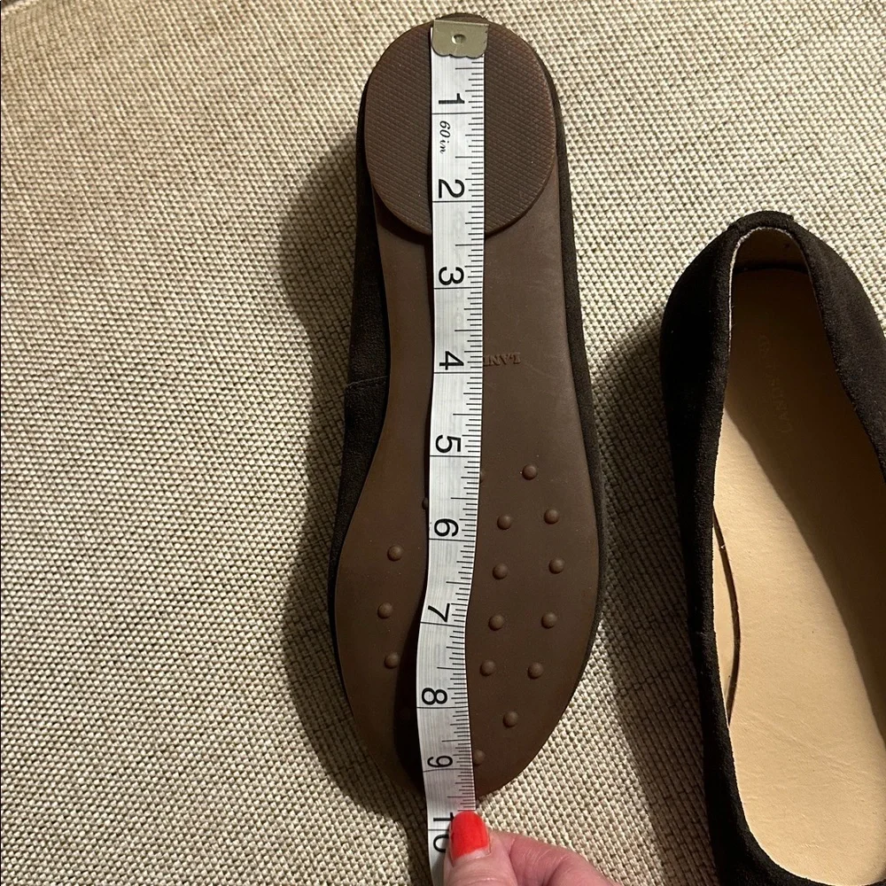 Lands End Suede Ballet Flats Brown Size 5.5 Rubber Sole Flaw